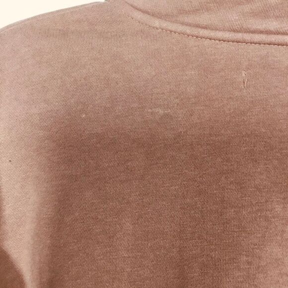 BP Brown Preppy Minimalist Neutral Clean Girl Cropped Collared Sweatshirt M - Picture 6 of 9